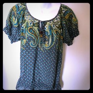 Nine West Paisley boho style shirt